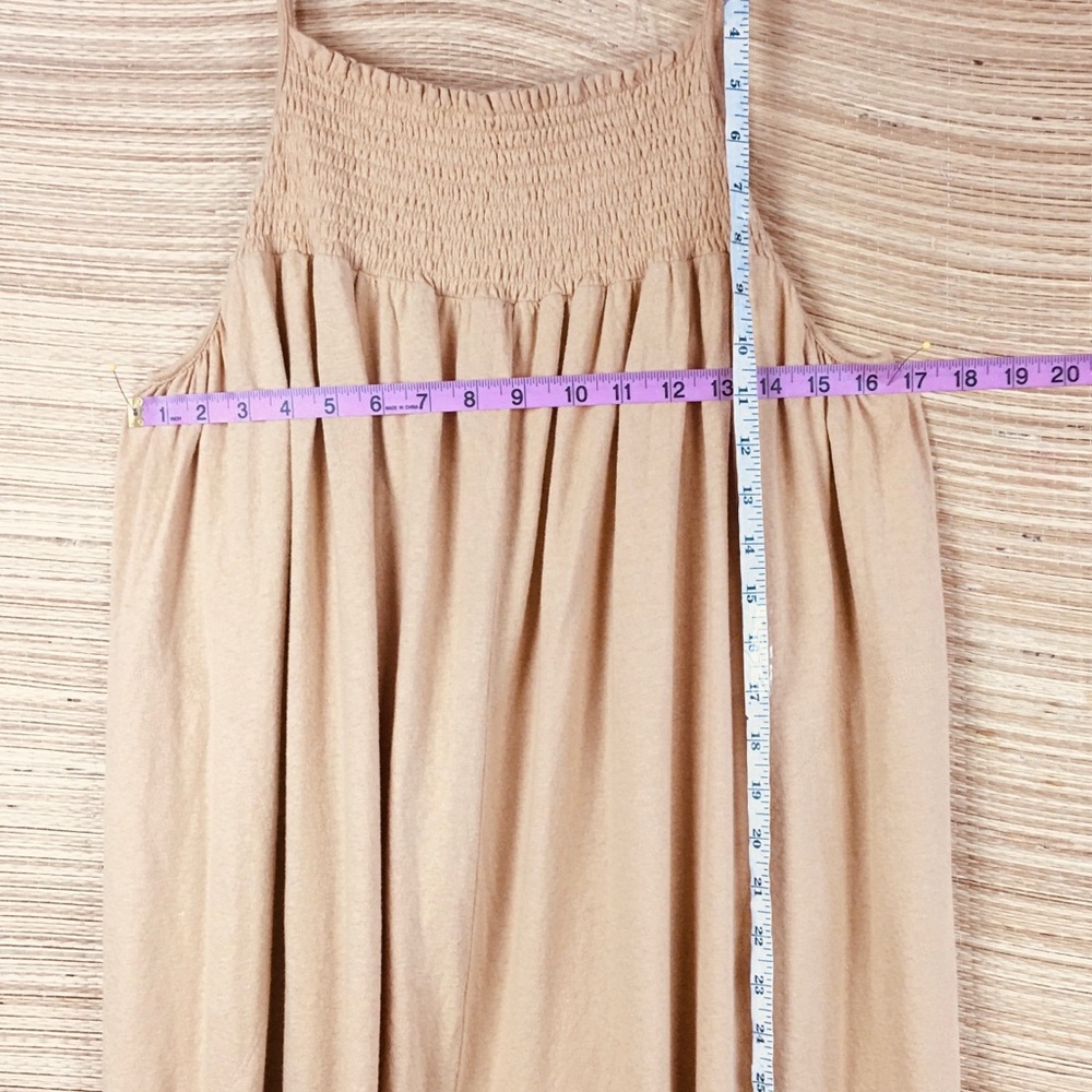 Free People FP Beach Good Day One-Piece Linen Bld Jumpsuit Velvet Sand Flowy S - Picture 11 of 12